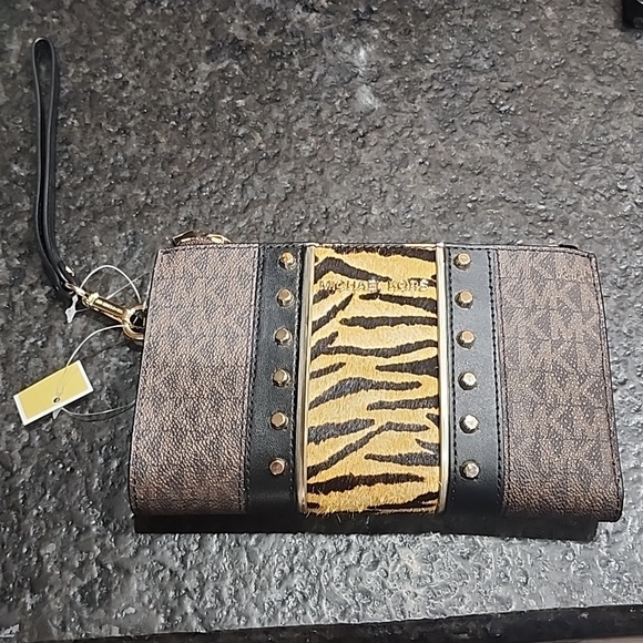 RARE! Michael Kors Logo & Leopard Animal Print Wallet BNWT - Picture 1 of 4